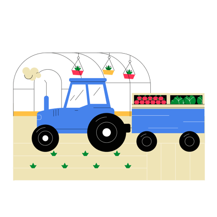 Organic Farming Tractor with Harvested Produce