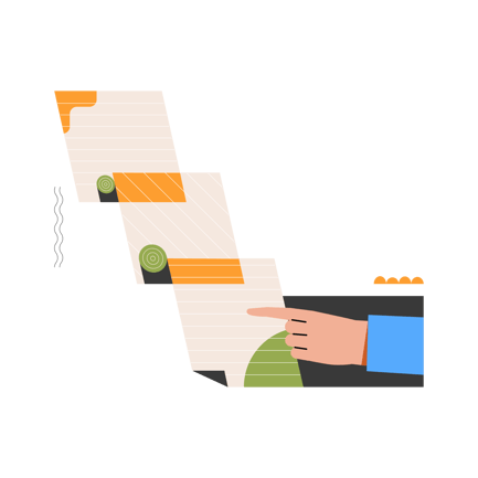 Geometric Profile Information Animation with Pointing Hand