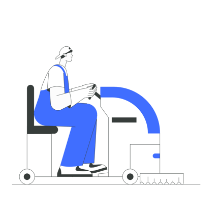 Man Cleaning Floor with Machine Illustration