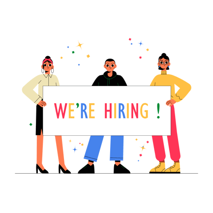 We Are Hiring Illustration with People Holding Sign