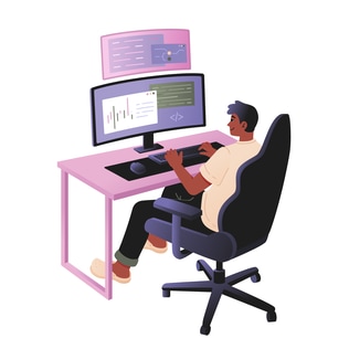 Male Programmer Writing Program Code