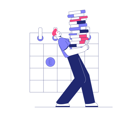 Student Overwhelmed with Exams Illustration