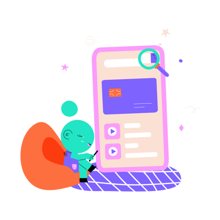 Cartoon Character with Mobile Phone Illustration