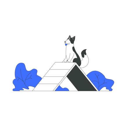 Dog on Agility Equipment Illustration