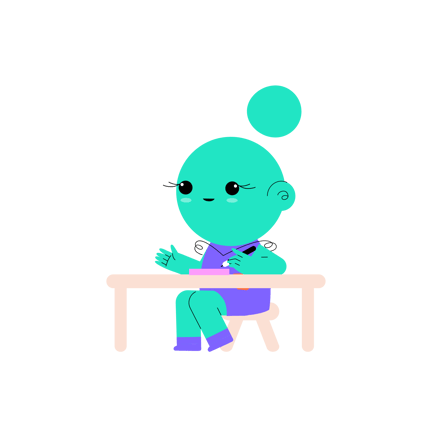Cartoon Character At Desk
