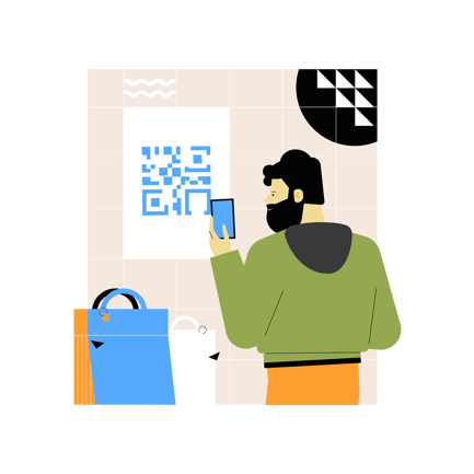 Man Scanning Qr Code with Smartphone for Payment