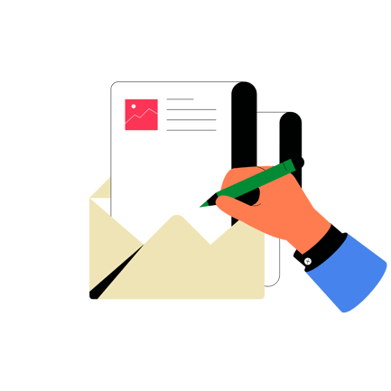 Illustration of a Hand Writing an Email