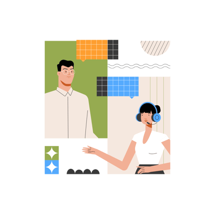 Chat Support Illustration with Man and Woman