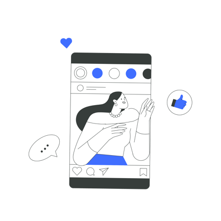 Social Media Interaction on Mobile Phone Illustration