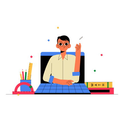 Online Tutoring Illustration of a Man with Laptop