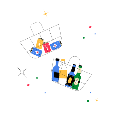 Animated Shopping Baskets with Cans and Bottles