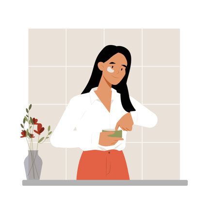 Woman Applying Face Cream Illustration