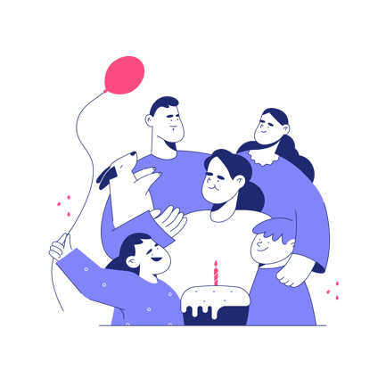 Family Day Celebration Duotone Illustration