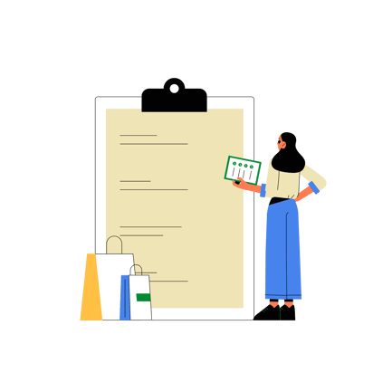 Animated Woman Checking Shopping List