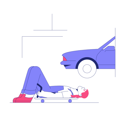 Duotone Auto Mechanic Fixing Car Animation