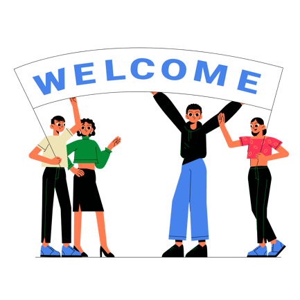 People Holding Welcome Banner Illustration