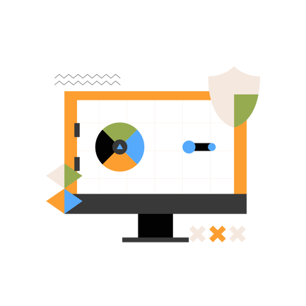 Geometric Illustration of Data Security on a Computer Screen