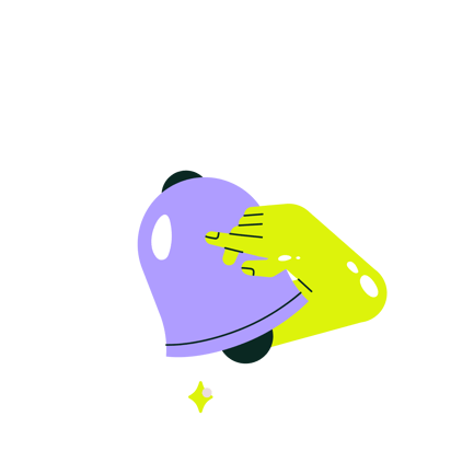 Cartoon Notification Bell with Hand Illustration