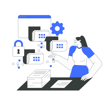 Woman Managing Data and Security Illustration