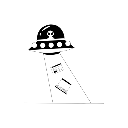 Alien Spaceship Abduction Line Art