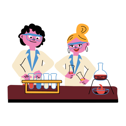 Two Young Scientists Performing a Lab Experiment