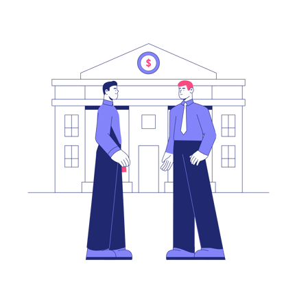 Loan Broker Illustration: Duotone Business Deal