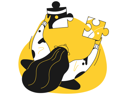 Woman Joining Puzzle Pieces Together