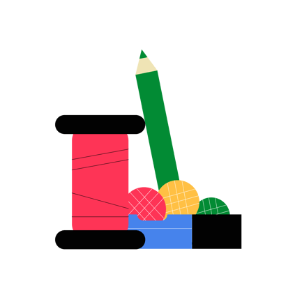 Sewing Supplies and Crafting Tools Animation