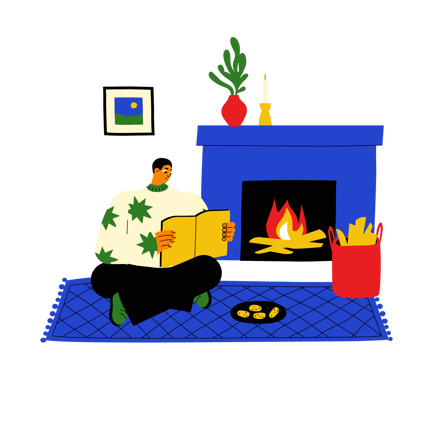 Cozy Fireplace Reading