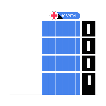 Hospital Building with Ambulance Illustration