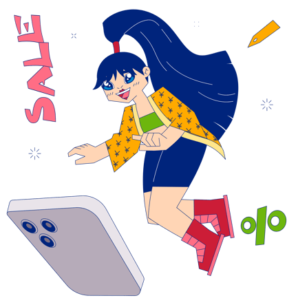 Young Woman Shopping Online at a Sale