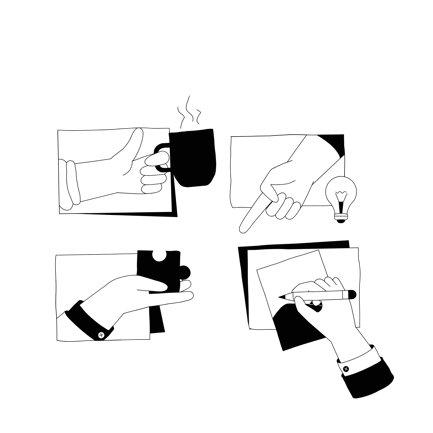 Hands Gestures Line Art Illustration