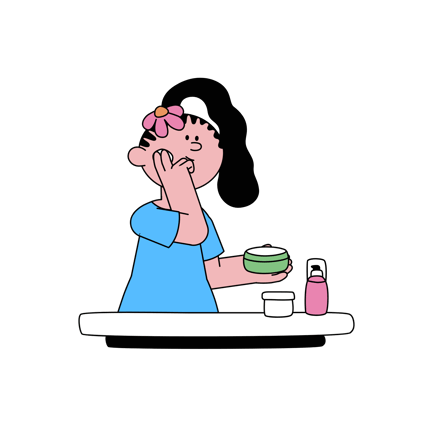 Cartoon Woman Applying Face Cream