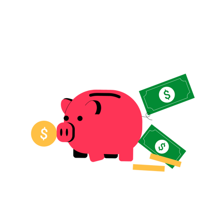Piggy Bank Breakage Flat Illustration