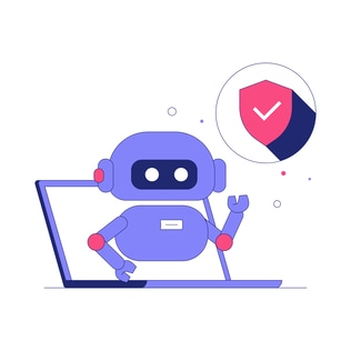 Industrial Cybersecurity Robot Illustration