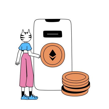 Ethereum Wallet Cartoon Illustration