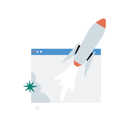 Product Launch Rocket from Browser Window Animation