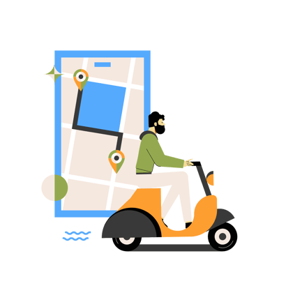 Motorcycle Delivery Route Illustration