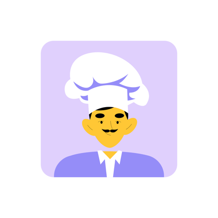 Duotone Illustration of a Chef Character