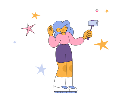 Girl With Phone Blogging Online