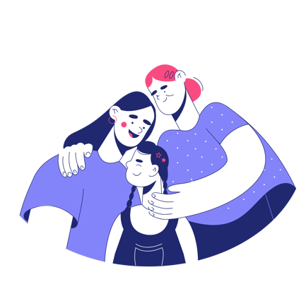 Family Hug Illustration in Duotone Style