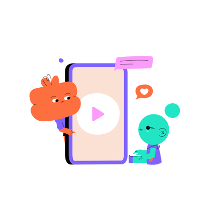 Dibujos animados de personas con ilustración de teléfono móvil