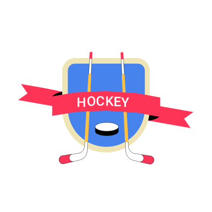 Animated Hockey Sticks and Puck Emblem