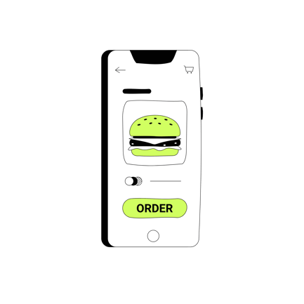Ordering a Burger Online Illustration
