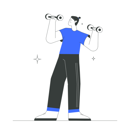 Ilustração de homem se exercitando com halteres