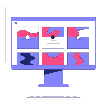 Computer Screen with Nft Collection Duotone Illustration