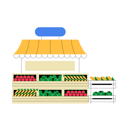Animated Street Stall with Fresh Produce