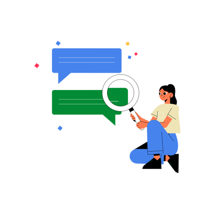Feedback Analysis with Magnifying Glass Illustration