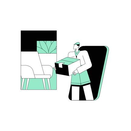 Courier Delivering Package to Apartment Illustration