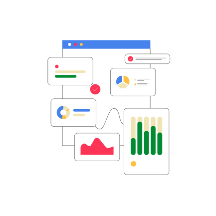 Flat Data Analysis Diagram Illustration